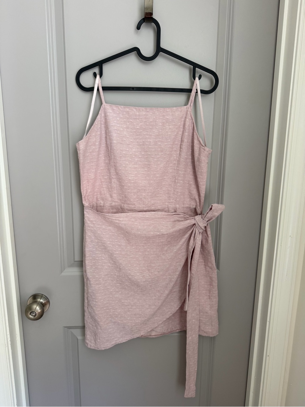 fab'rik Blush Pink Tie-Waist Mini Dress Linen / Cotton M